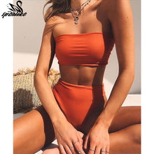 Load image into Gallery viewer, High Leg Bandeau bikini set