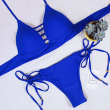 Load image into Gallery viewer, Deep V Neck Bikini push up Backless Swimwear women Maio Biquini Swimsuit Trajes de bano Stroj Trikini Maillot de bain Badpak